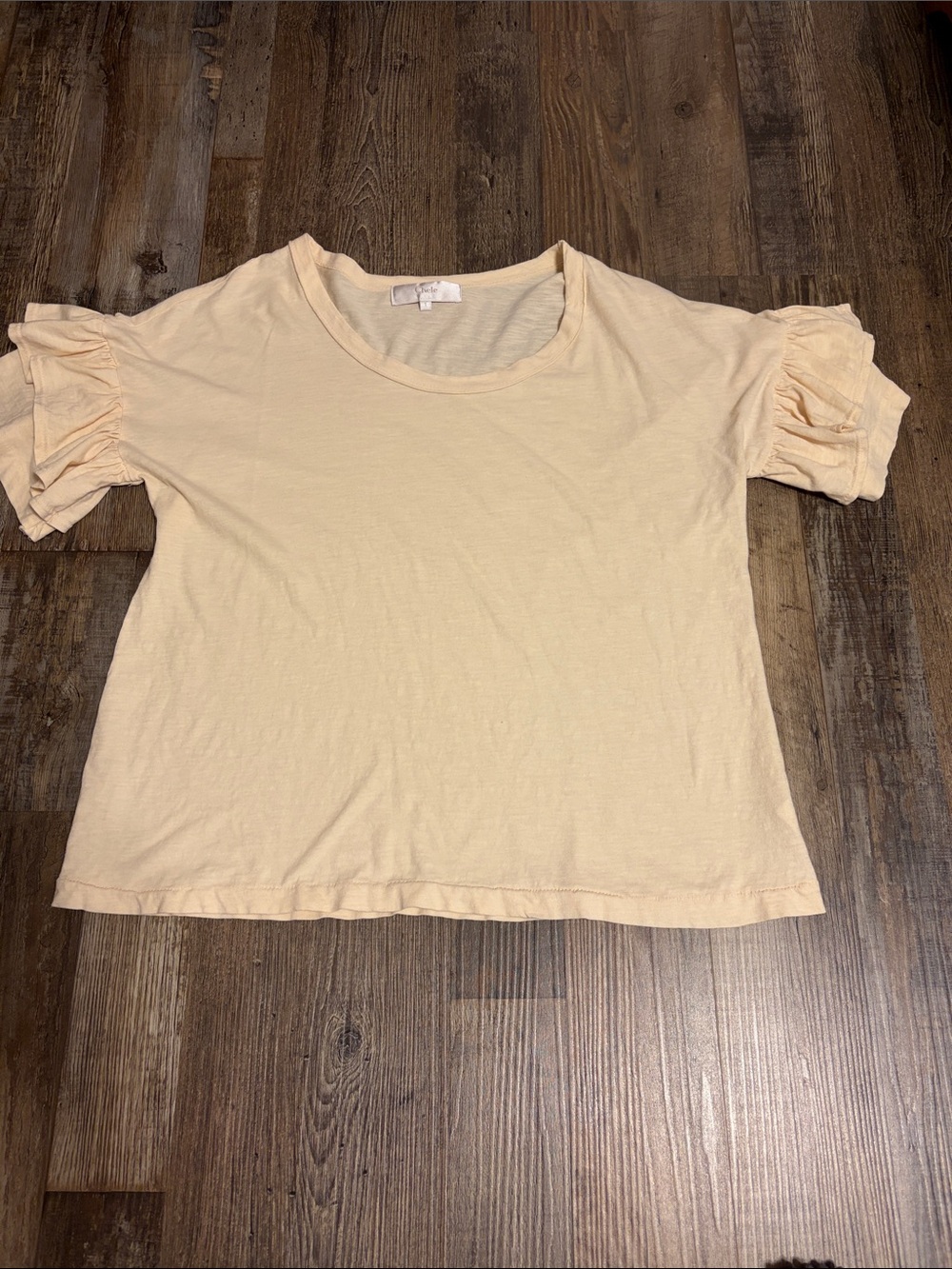 Chele Sort Ruffle Sleeve Organic cotton Beach Tee Shirt Size Small